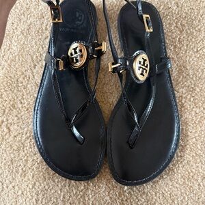 Tory Burch Black and Gold Sandals